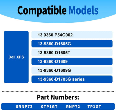 CREATESTAR PW23Y Laptop Akku für Dell XPS 13 9360 P54G002 D1605G D1605T D1609 D1609G D1705G XPS 9360