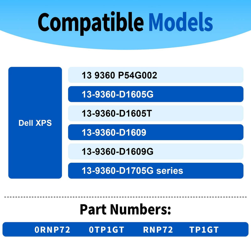 CREATESTAR PW23Y Laptop Akku für Dell XPS 13 9360 P54G002 D1605G D1605T D1609 D1609G D1705G XPS 9360