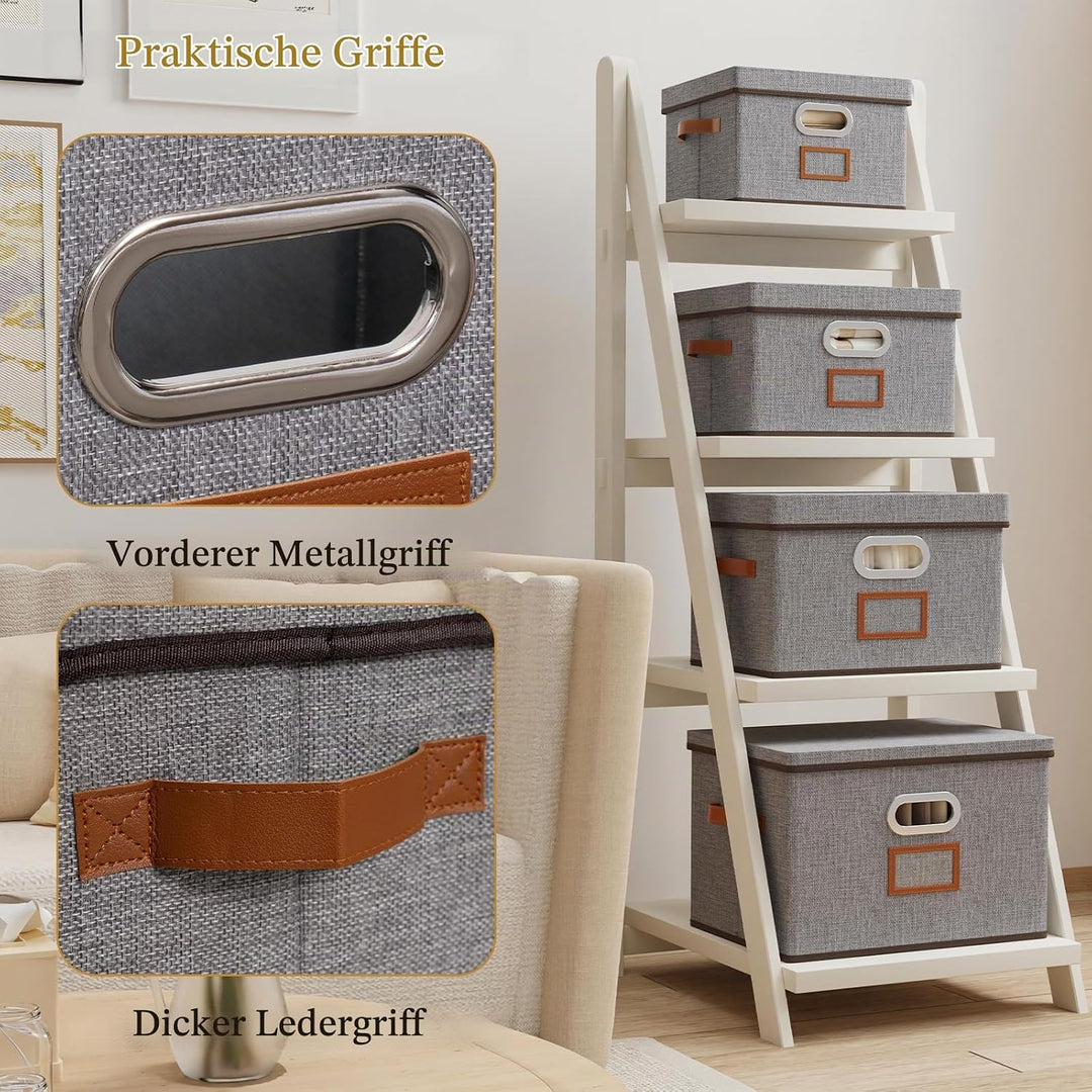 OUTBROS 3 Stück Aufbewahrungsbox mit Deckel, Faltbare Aufbewahrungskorb, Stoffbox mit Griff, Schrank