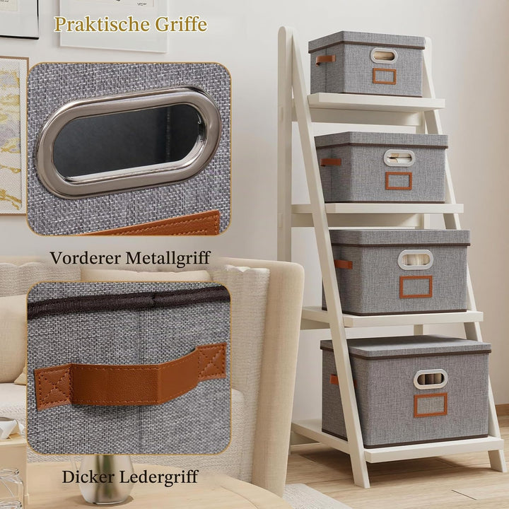OUTBROS 3 Stück Aufbewahrungsbox mit Deckel, Faltbare Aufbewahrungskorb, Stoffbox mit Griff, Schrank