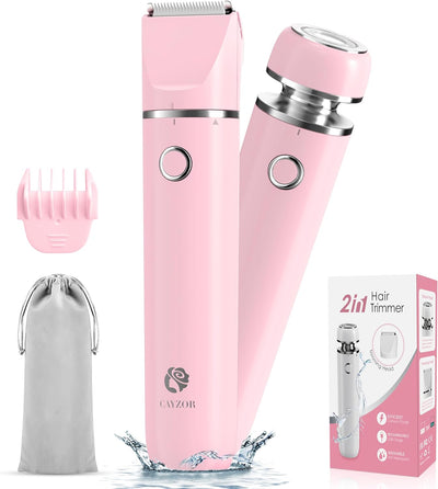 Cayzor Intimrasierer für Frauen - 2 in 1 Nass/Trocken Wasserdicht Rasierer Damen Intimbereich Kabell
