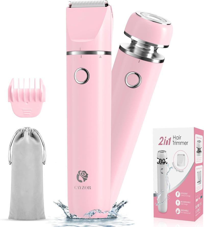 Cayzor Intimrasierer für Frauen - 2 in 1 Nass/Trocken Wasserdicht Rasierer Damen Intimbereich Kabell