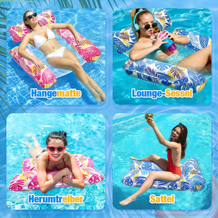 Dusor Luftmatratze Pool Zubehör 2 Stück, Luftmatratze Wasser Hängematte Pool Erwachsene 4 In 1, Aufb