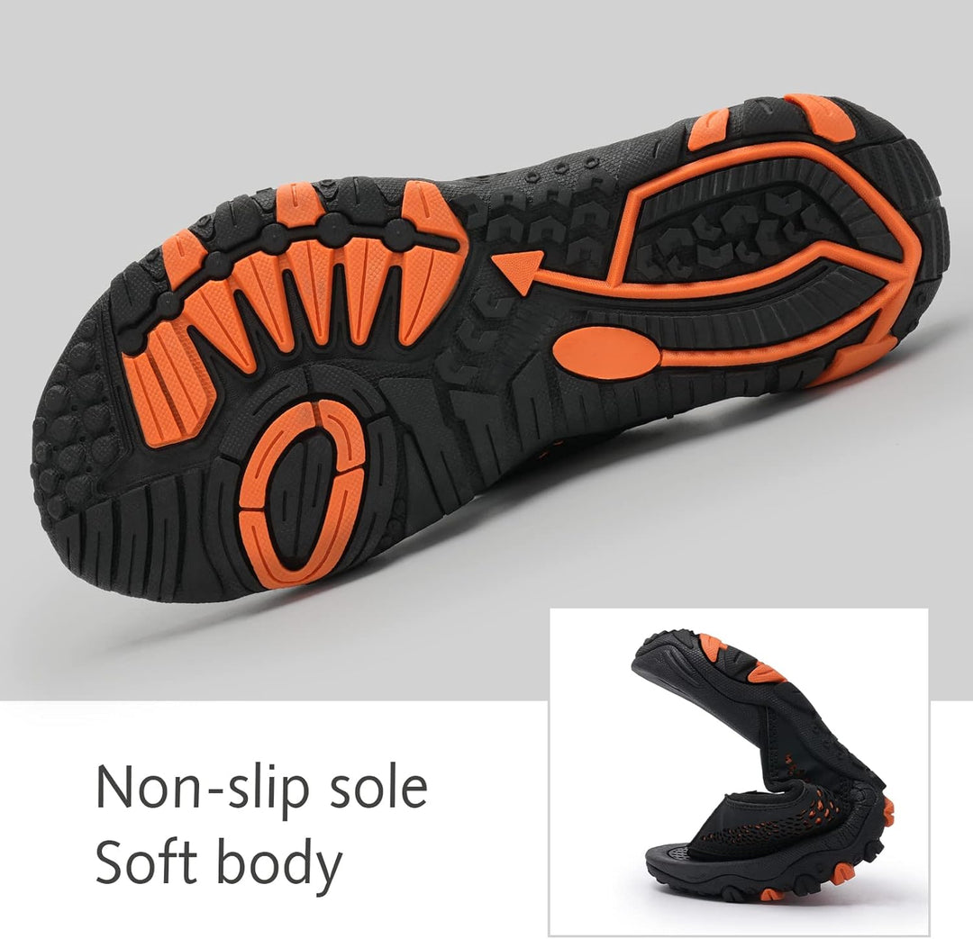 WateLves Herren Flip Flops Zehentrenner Leder mit Arch Support Sandalen Weich Leder Stoff Badelatsch