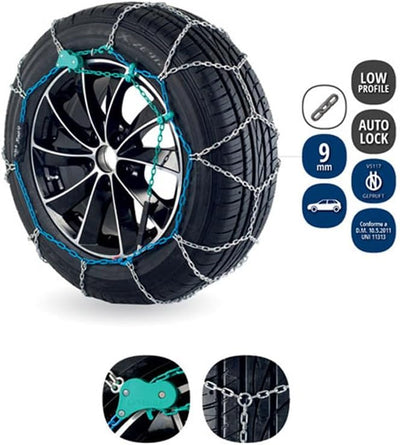 Veriga PC9-090 PRO COMPACT 9mm Schneeketten Satz (1 Paar= 2 Stück) manuelle Spannung für PKW 43087,