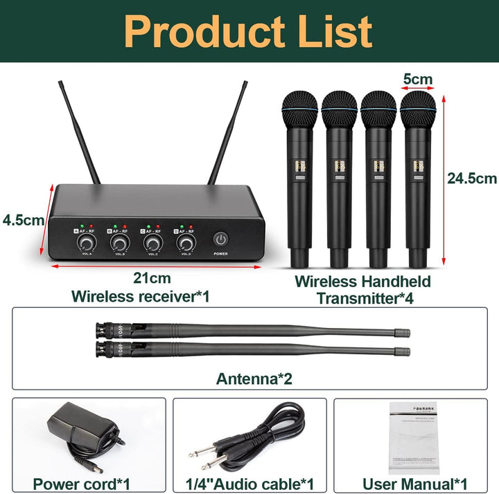 Depusheng R5 Drahtloses Mikrofon, professionelles kabelloses UHF-Handmikrofonsystem mit Vier dynamis