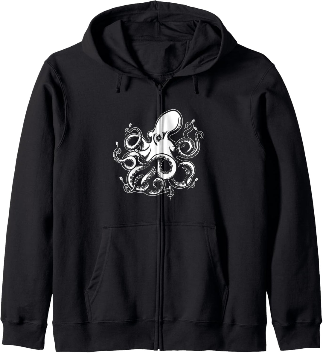 Dart spielender Oktopus Krake mit Dartpfeile Dartspieler Kapuzenjacke