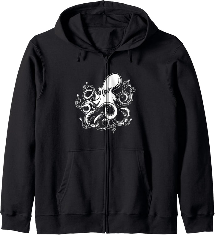 Dart spielender Oktopus Krake mit Dartpfeile Dartspieler Kapuzenjacke