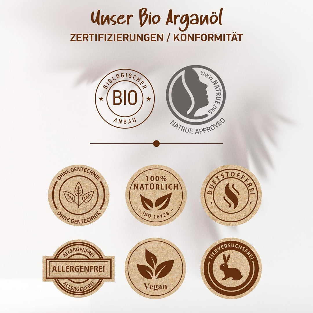 ARGANÖL BIO KALTGEPRESST | 100% Rein | Für Haare Haut & Nägel | Pipette+Pumper | Original aus Marokk