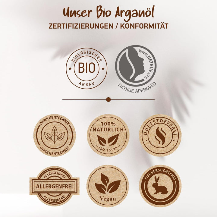 ARGANÖL BIO KALTGEPRESST | 100% Rein | Für Haare Haut & Nägel | Pipette+Pumper | Original aus Marokk