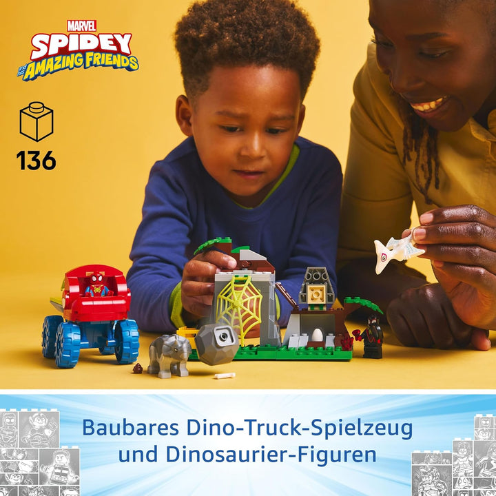 LEGO Marvel Spideys Team auf Rettungsmission im Dino-Truck, baubares Superhelden Spielzeugauto, Aben