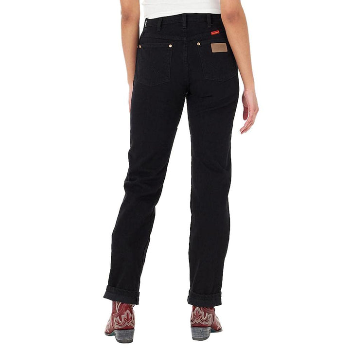 Wrangler Damen Cowboy-Schnitt, hohe Taille, Passform, schmal zulaufendes Bein Jeans ^ Schwarz, ^ Sch
