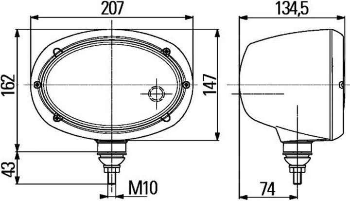 HELLA - Halogen-Hauptscheinwerfer - Oval 120 - 12V - oval - Referenzzahl: 12.5 - Anbau - glasklare S