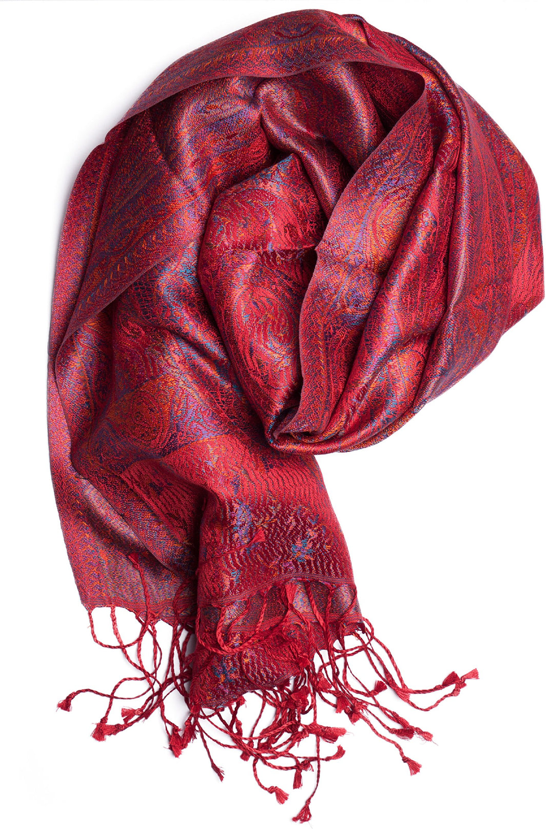 ufash Pashmina 100% Seidenschal aus Indien für Damen &amp; Herren, Paisley Muster, 160 x 35 cm - Schal a