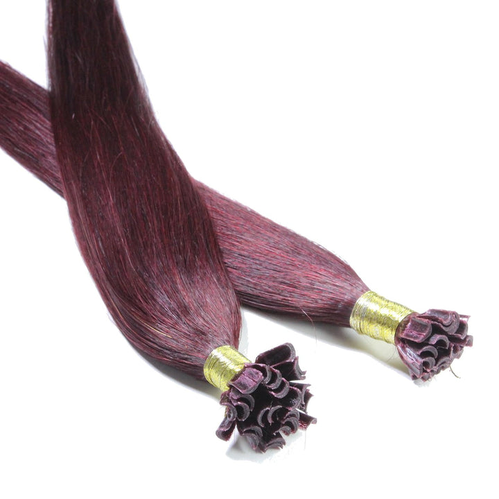 hair2heart Extensions Echthaar Bondings Glatt - 150 Strähnen 0.5g 60cm Burgundy 