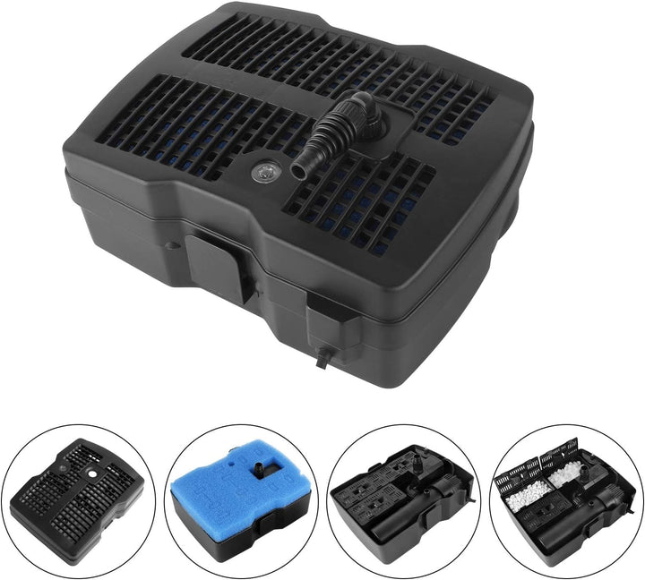 YAOBLUESEA 4 in 1 Teichpumpe Springbrunnenpumpe mit Filter UV-Klärer,Wasserspielpumpe Bachlaufpumpe,