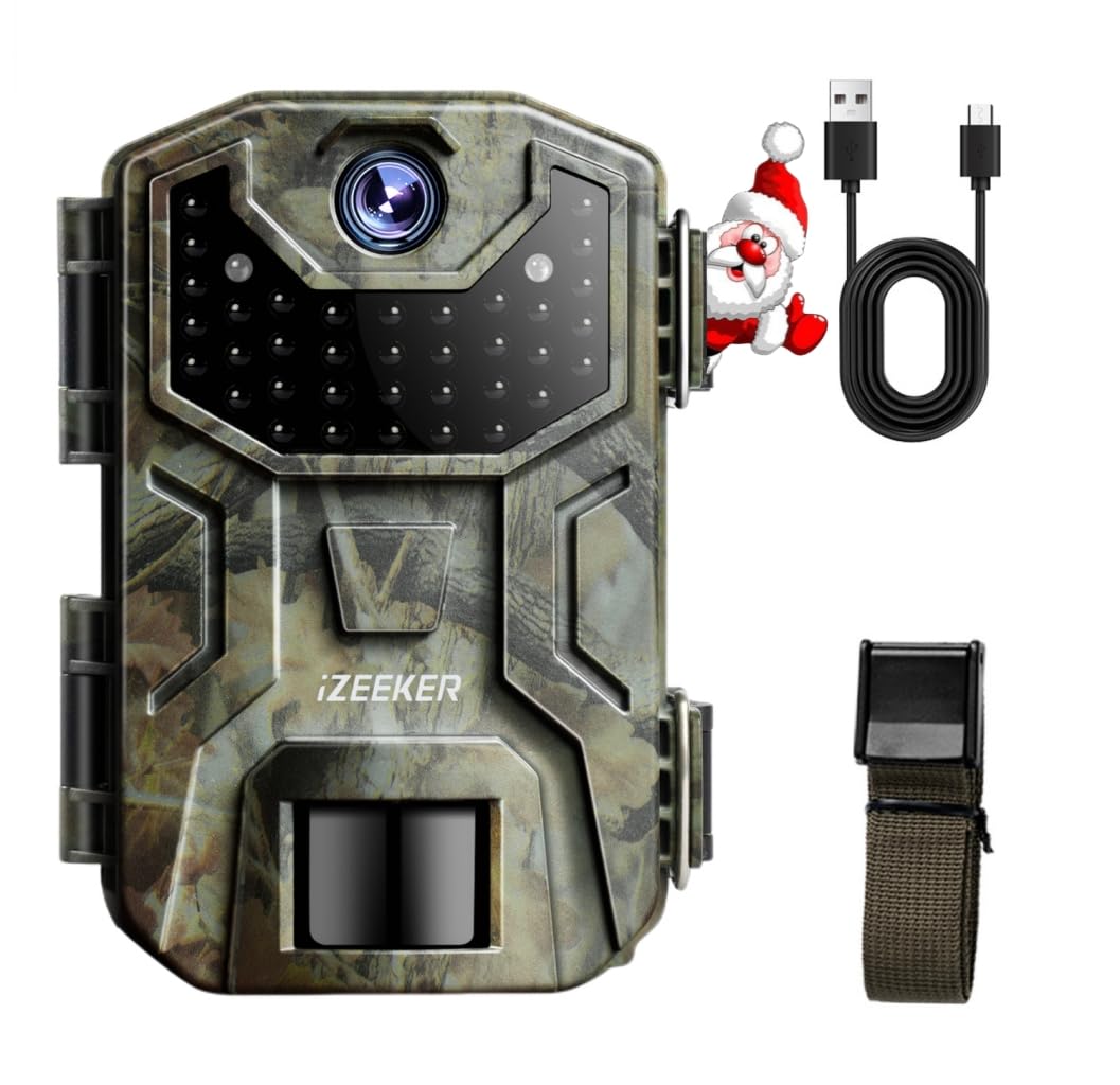 iZEEKER Wildkamera 20MP 1080P, Jagdkamera mit unsichtbaren Infrarot 940nm LEDs, IP66 Wasserdicht Bew