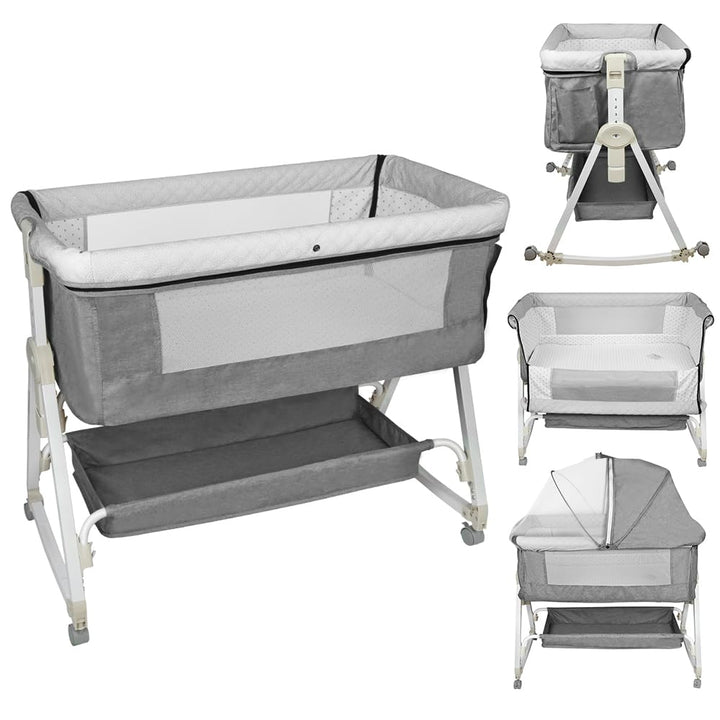 homewell 2 en 1 Lit Cododo Bebe Pliable, Berceau Cododo 0-30 Mois, 6 Réglages de Hauteur, Berceau bé