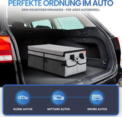 HELDENWERK Premium Kofferraum-Organizer mit Deckel stabil & rutschfest - Faltbare Auto Kofferraumtas