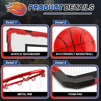 Anzmtosn Mini Indoor Basketball Reifen für Kinder, Kleiner Indoor Basketball Reifen für Tür Metallra
