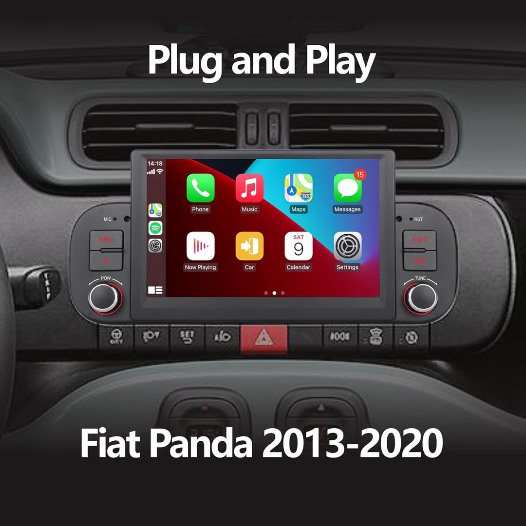 YZKONG Autoradio für FIAT Panda 2013-2020 Wireless Radio Apple CarPlay Android Auto Bluetooth 7 Zoll