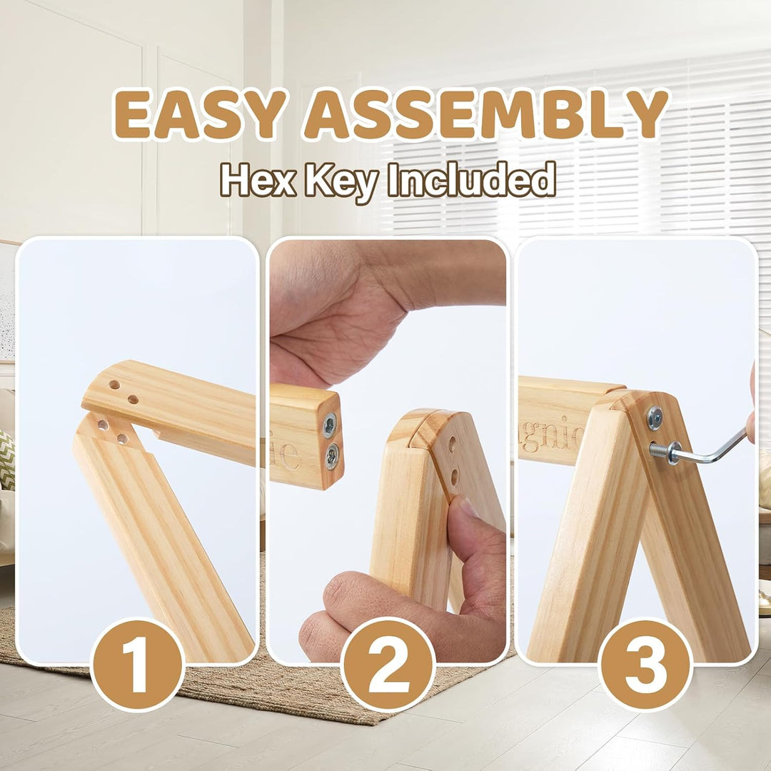 Eclat & Compagnie - Spielbogen für Babys aus Holz – Montessori Portal mit graviertem Logo – stabile