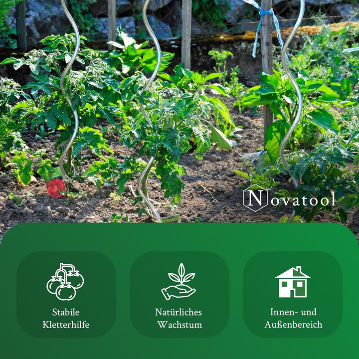 Novatool 10 Stück Tomatenstäbe 170 cm x 5 mm Ø Tomatenspiralstäbe verzinkt Rankstäbe Tomatenstangen