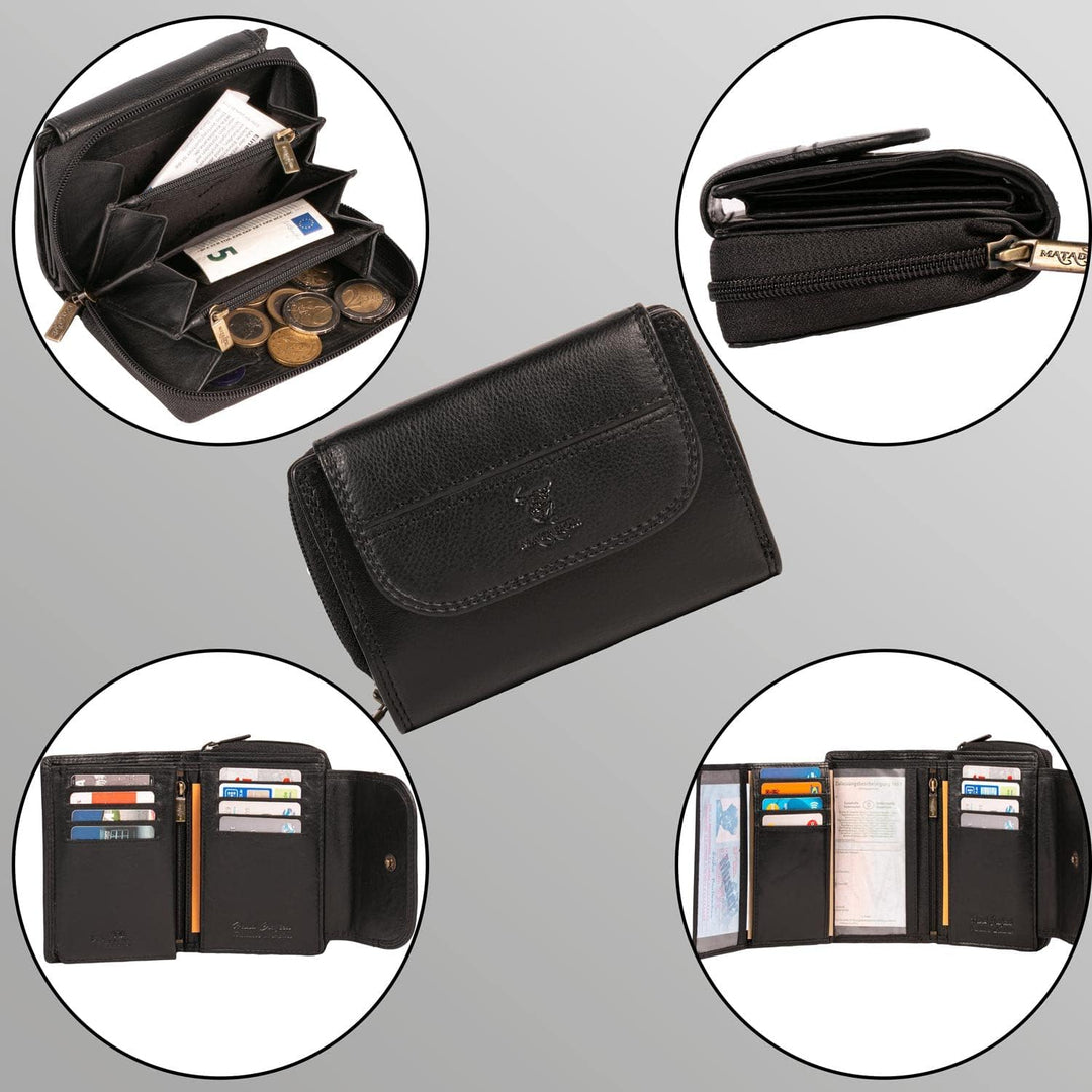 MATADOR® Echt Leder Geldbörse Damen Portemonnaie für Frauen TüV geprüfter RFID & NFC Schutz Geldtasc