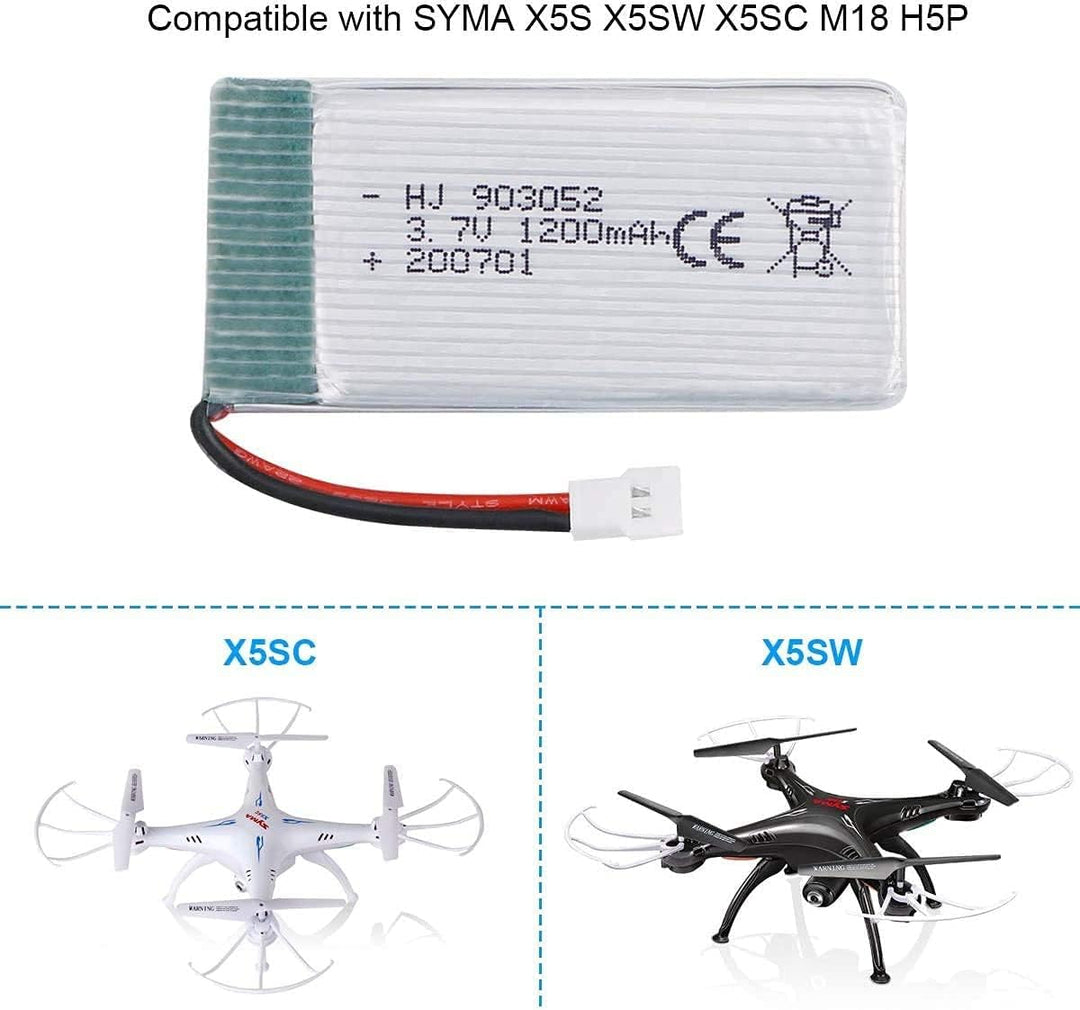 YUNIQUE DEUTSCHLAND 4 Stuck 3.7V 1200 mAh LiPo-Akkus für Syma X5SC und X5SW Quadcopter + USB-Ladeger