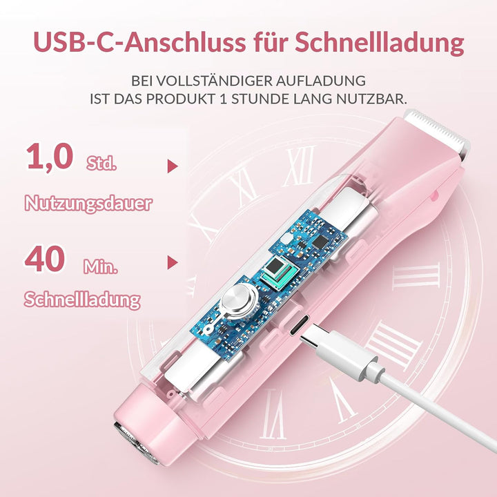 Rasierer Damen, 2-in-1 Intimrasierer für Frauen, Rasierer Damen Elektrisch mit LED Display, IPX7 Was