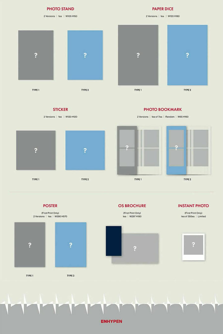 ENHYPEN [ DIMENSION : ANSWER ] Album ( TYPE 1 / TYPE 2 RANDOM Ver. ) ( CD+PRE-ORDER ITEM+112p Photo