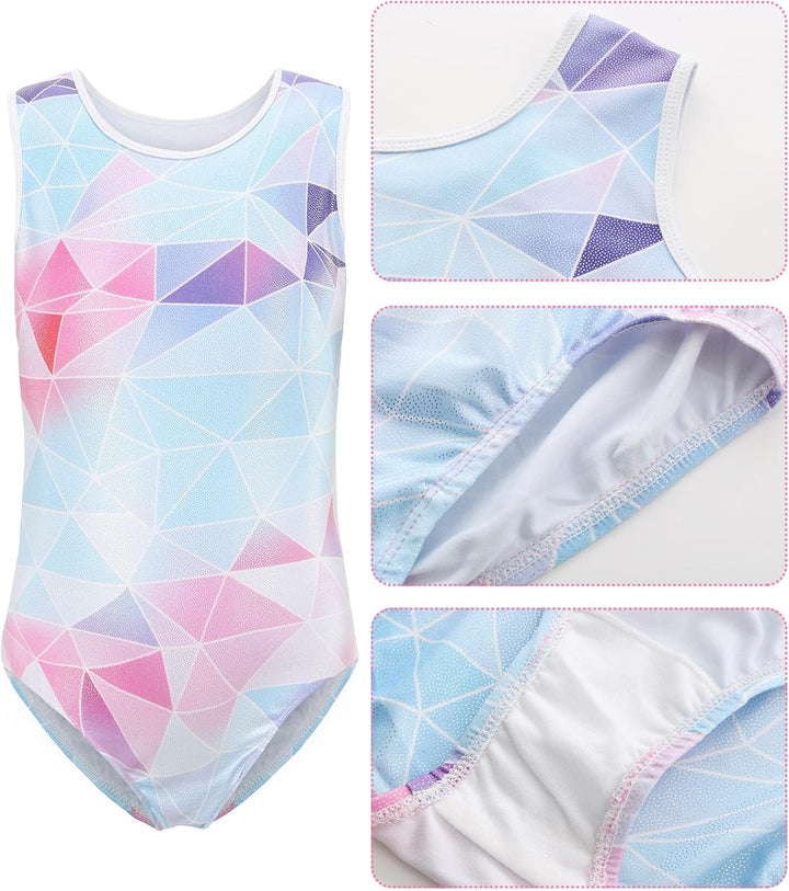 SEAUR Mädchen Turnanzug Turnshorts Haarband Set Kinder Turnen Trikot Shorts Gymnastik Ärmellos/Langa