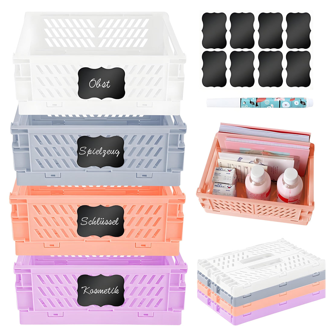 4 Klappbox 25*16.5*10,Folding Klappbox Klein,Klappboxen Faltbar Stabil für Klappkiste Gross,Klappkor