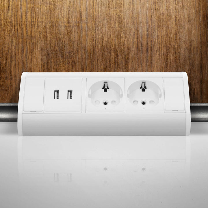 ORNO OR-GM-9003/W-G(GS) Ecksteckdose 2 Fach mit Kindersicherung + 2X USB Ladegerät 45° Aufbau-Montag