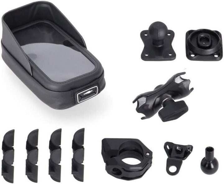 SW-Motech Universal Navi-Kit mit Phone Case - Inkl. 2" Klemmarm. Für Lenker/Spiegelgewinde.