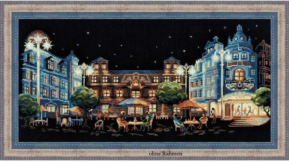 Riolis Kreuzstich-Set Abendcafe, Baumwolle, Mehrfarbig, 50 x 25 x 0.1 cm