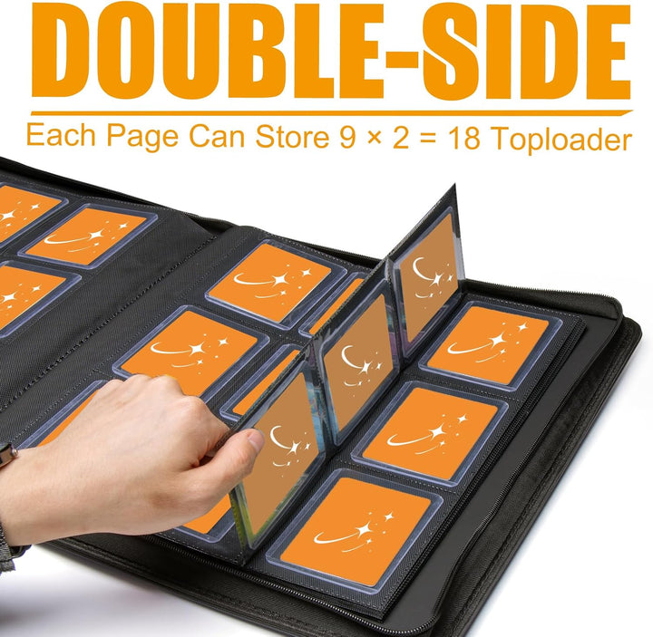 TopLoader Binder Heftmappe, Toploader Sammelkarten Album für 360 Toploader, 9 Fächer Top loader Bind