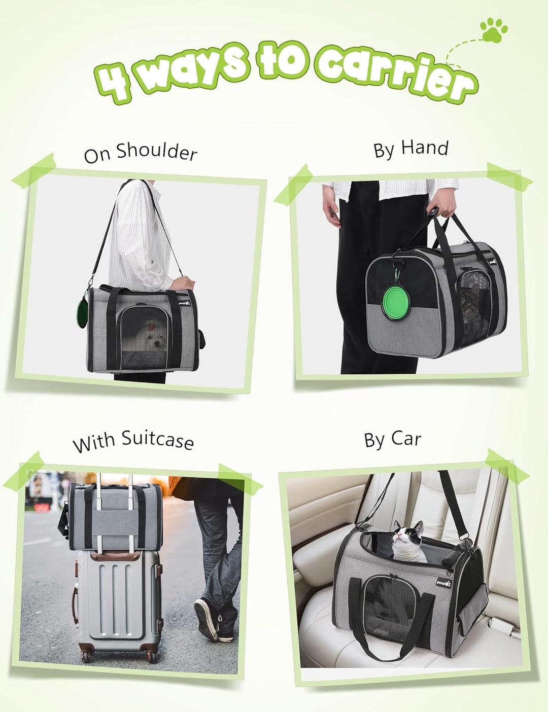 Pecute Transportbox Katze,Katzen Transportboxen mit Haustiernest, Faltbare Katzentasche Transporttas