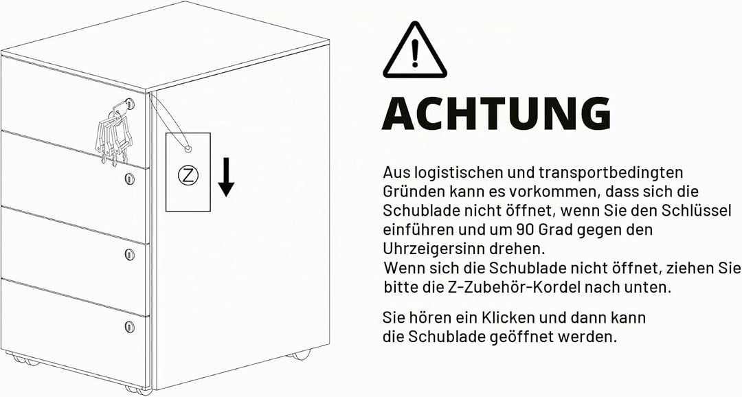 Rollcontainer mit Schubladen, Mobiler Aktenschrank unter Schreibtisch, Abschliessbarer Büroschrank,