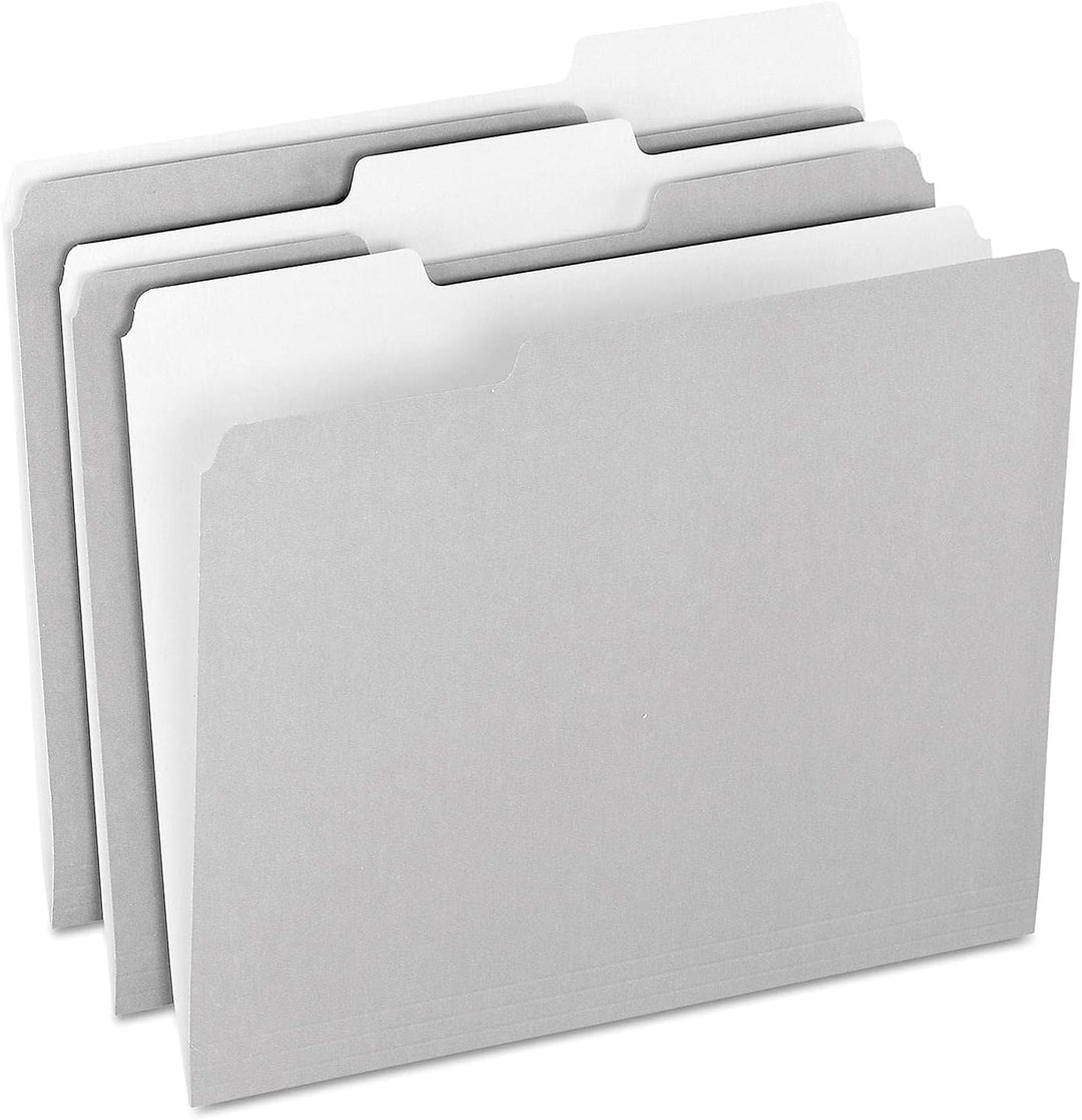 Pendaflex Zweifarbige Aktenordner, Briefgrösse, 1/3 Schnitt, grau, 100 Stück pro Box (152 1/3 Gra),