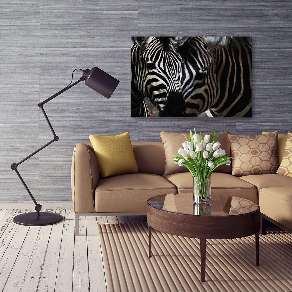 Feeby, Leinwandbild, Bilder, Wand Bild, Wandbilder, Kunstdruck 80x120cm, Zebra, Tier, Streifen, SCHW