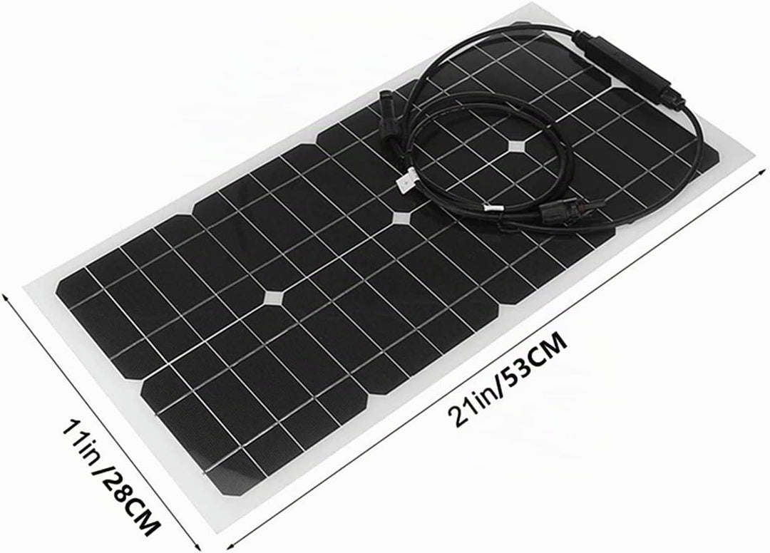 25 Watt 12 Volt flexibles monokristallines Solarpanel für Wohnmobile Camper Van Boote und mehr (1 ×2