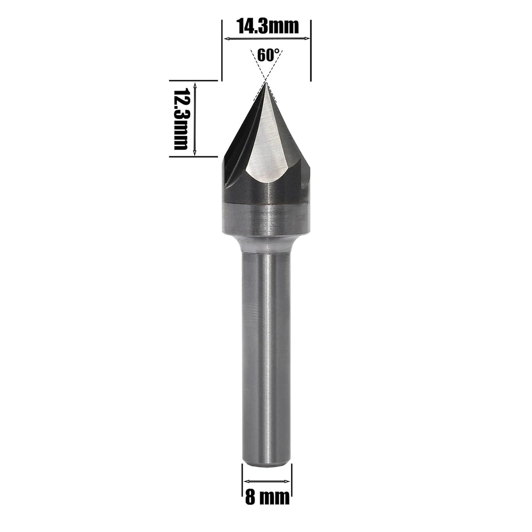 V Nutfräser 60 grad 8mm schaft，3 Flöten Fasenfräser Gravierfräser CNC Fräser für Oberfräse Holz Grav
