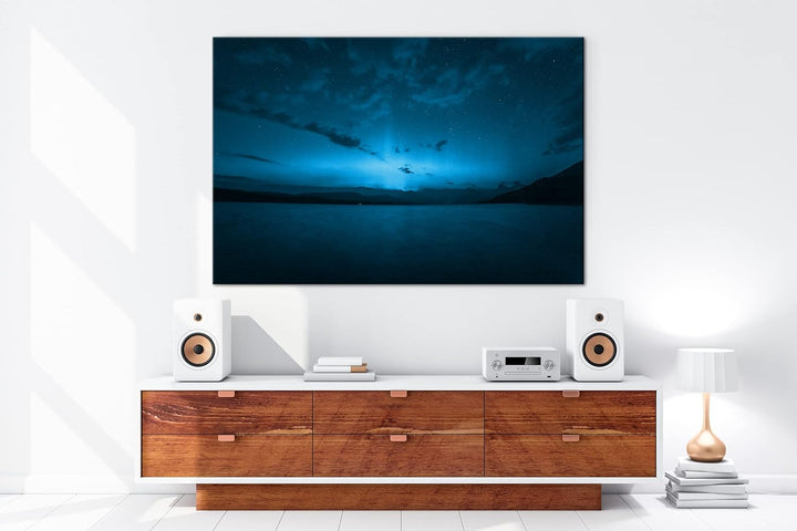 deyoli Dark Aurora Borealis Nordlicht Format 80x60 Effekt: Monocrome Blau als Leinwandbild, Motiv fe