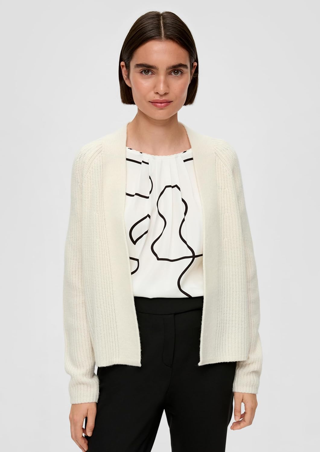 s.Oliver Damen Strickjacke, 42 Creme