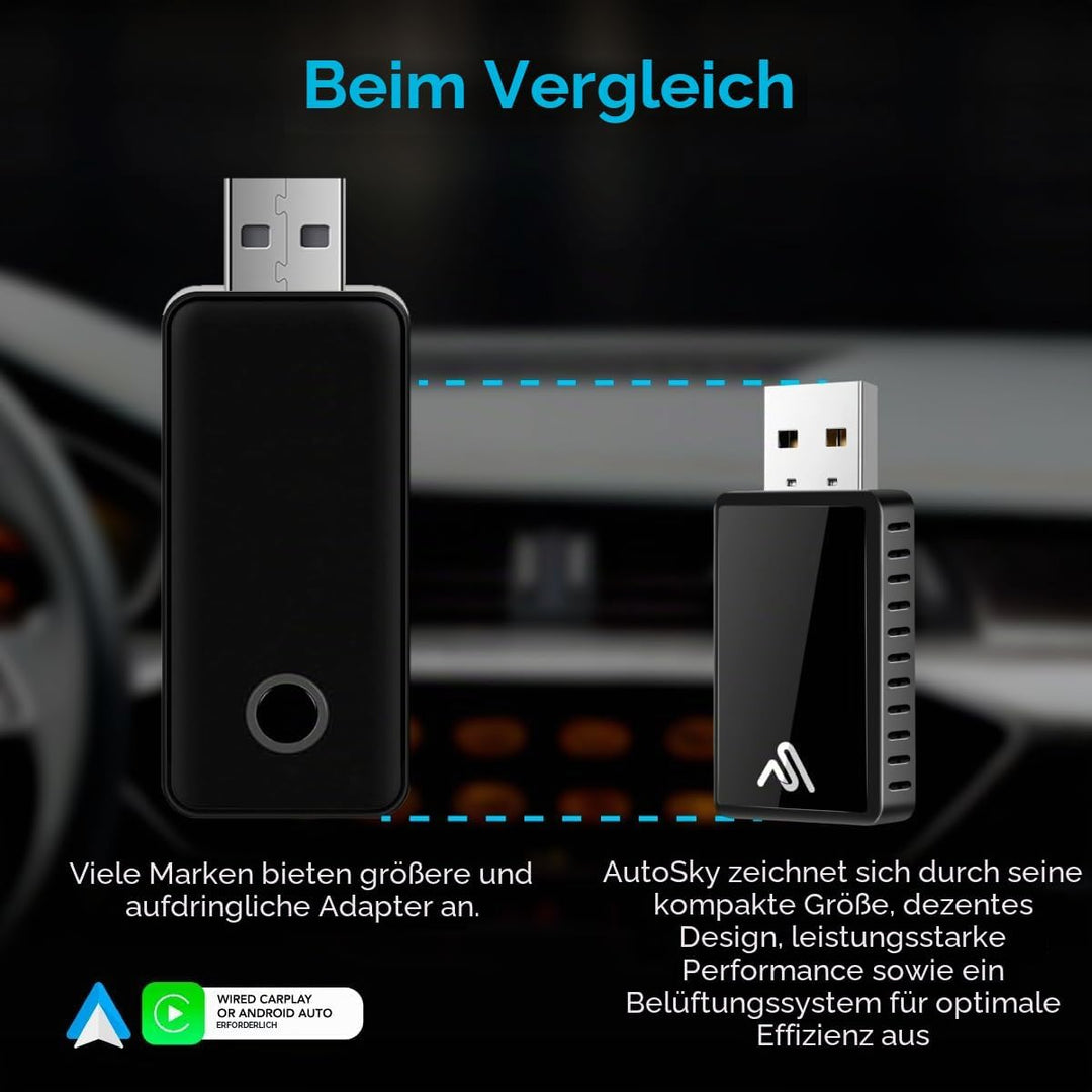 AutoSky Wireless Carplay Adapter & Android Auto - Verwandeln Sie kabelgebundenes zu drahtlosem Carpl