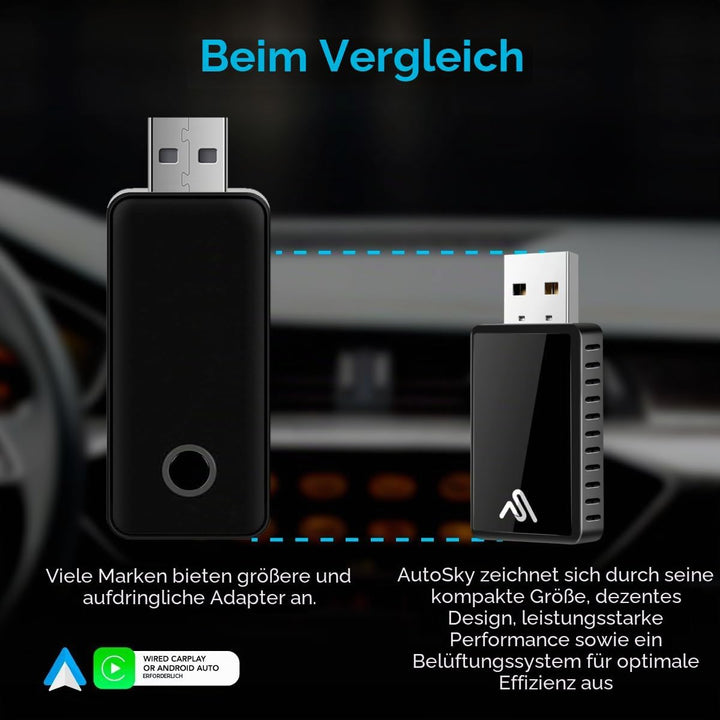 AutoSky Wireless Carplay Adapter & Android Auto - Verwandeln Sie kabelgebundenes zu drahtlosem Carpl