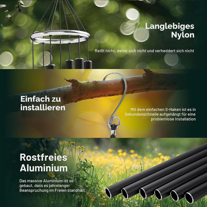 Nature's Melody AT42BK Aureole Tunes Windspiel, 106,7 cm, Schwarz 42", 42"
