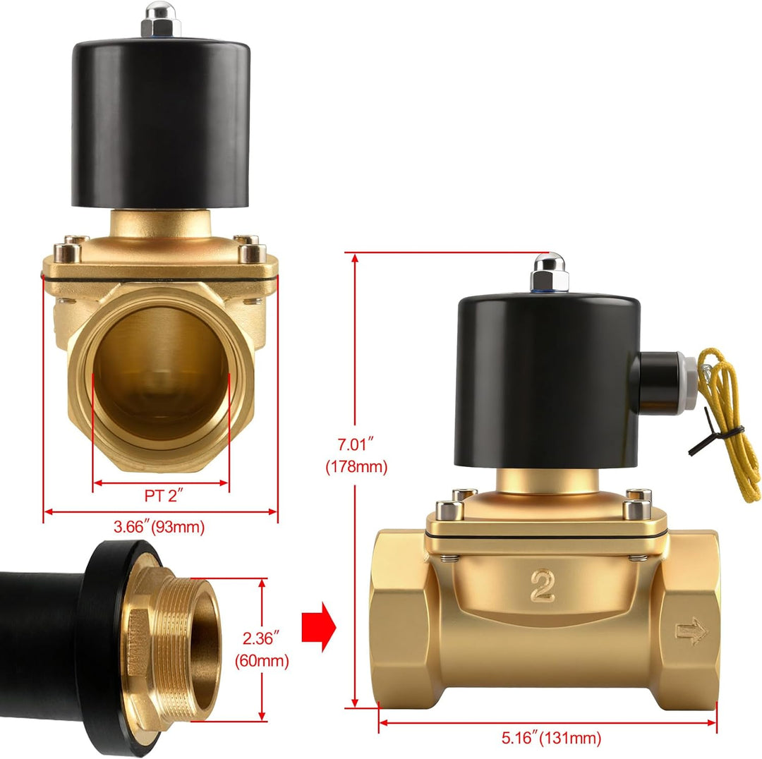 Heschen Elektrisches Messing-Magnetventil, 2W-500-50, PT2'', DC12V, Direktwirkung Wasser, Normal Ges