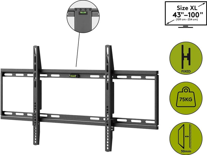 Goobay Wandhalterung 75 Zoll extra Flache Halterung für grosse Fernseher von 43 bis 100“ bis 75Kg ma